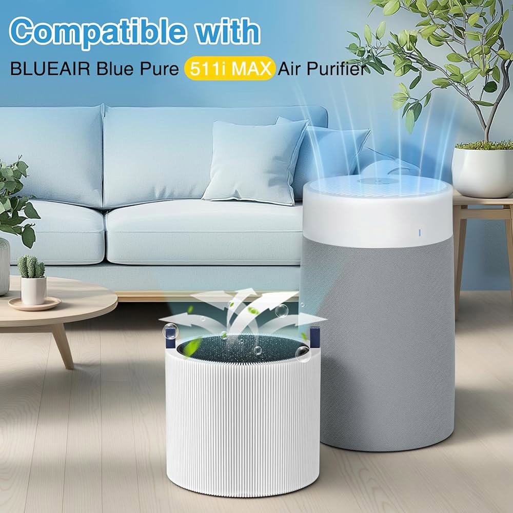 블루에어 HEPASilent 공기 청정기, 블루 퓨어 F5MAX, 모델 511i Max와 호환되는 2팩 MAX 교체 필터(511 제외) - 상세 이미지 3