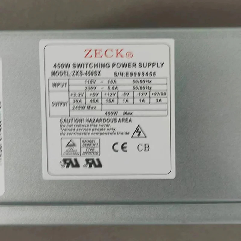 ZECK -5V -12V 450W 전원공급장치 ZKS-450SX새 원본 PSU