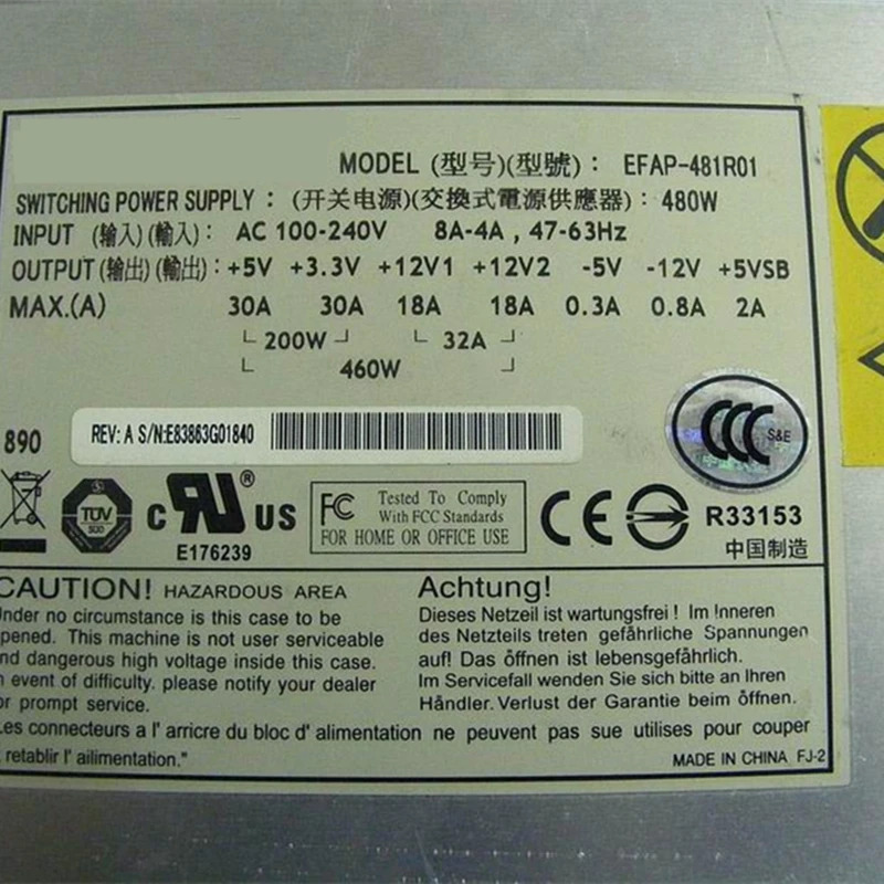 EtasisPSU NF190D2 1U 480W 전원공급장치 EFAP-481R01 신