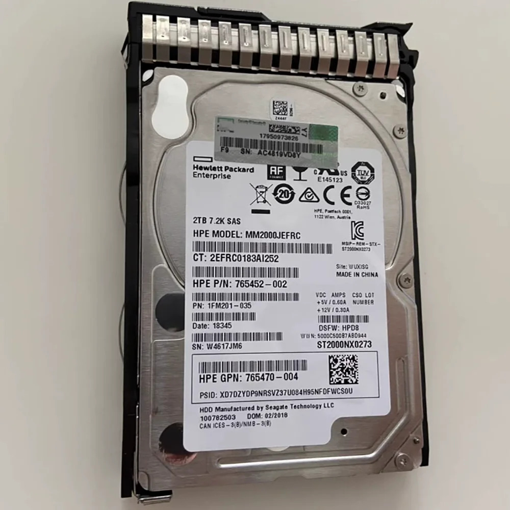 hp호환경우 765466 -B21 765873 -001 2T SAS 12G 2.5 MM2000JEFRC 하드