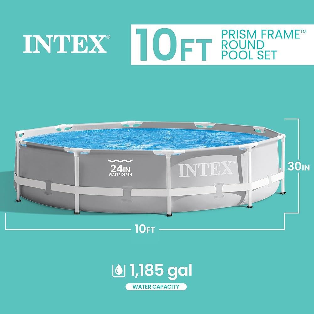 INTEX 26701EH 프리즘 프레임 프리미엄 지상 수영장 세트 10피트 x 30인치 u2013에 330 GPH 카트리지 필터 펌프 u2013 초강력 펑크 방지 녹 1185갤런 - 상세 이미지 3