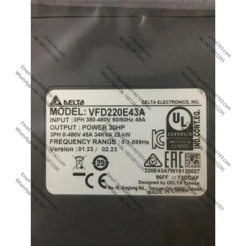 오리지널 델타 인버터 VFD-E VFD220E43A 22KW 380V460V