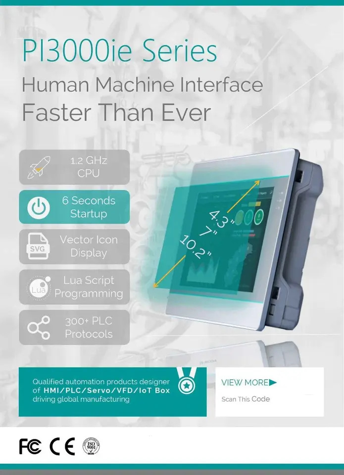 Wecon HMI 터치 스크린 PI3102IE인치 1024x600 신