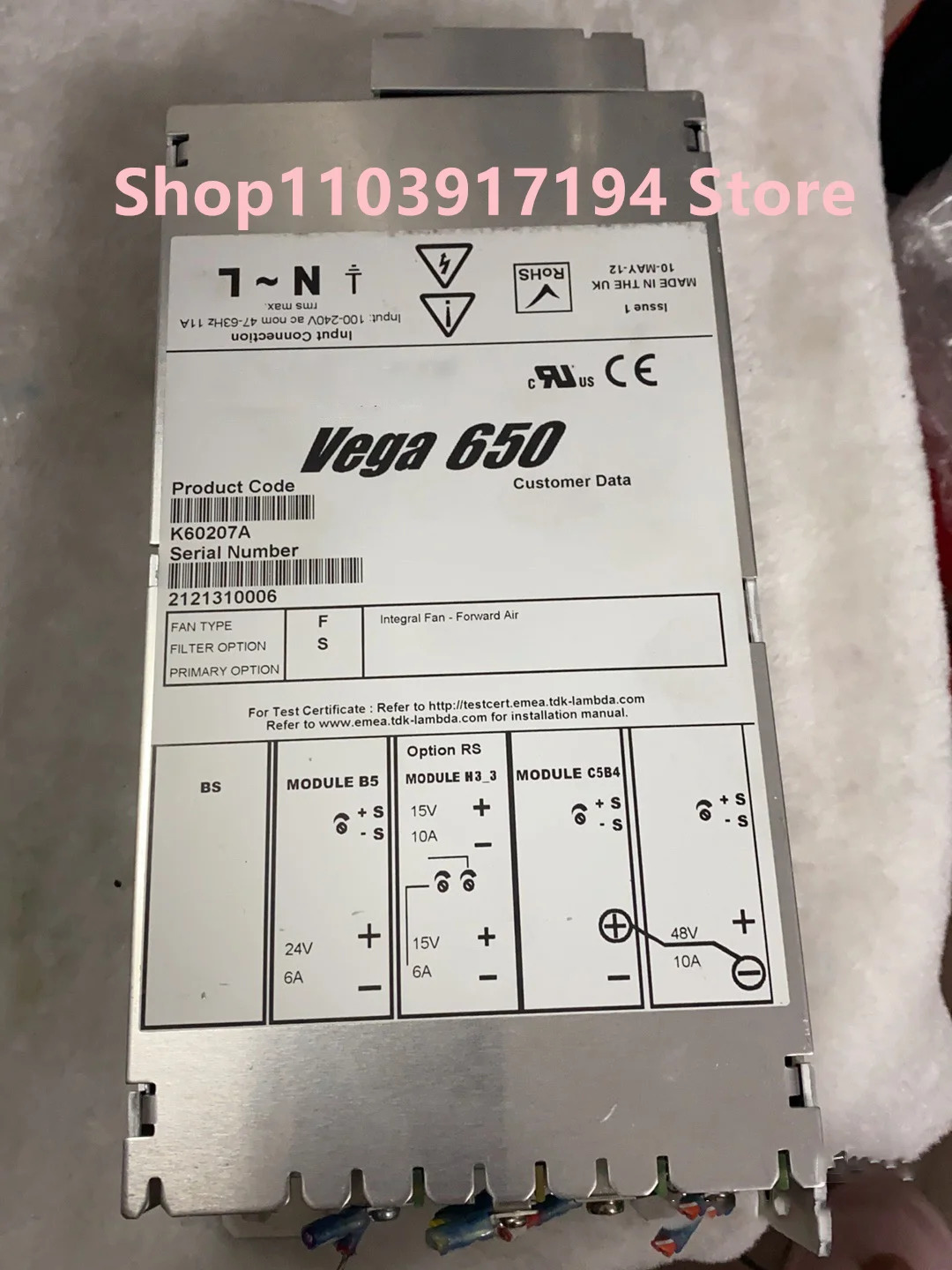 TDK-Lambda LAMBDA vega650 K60207A 장비 기계전원공급장치