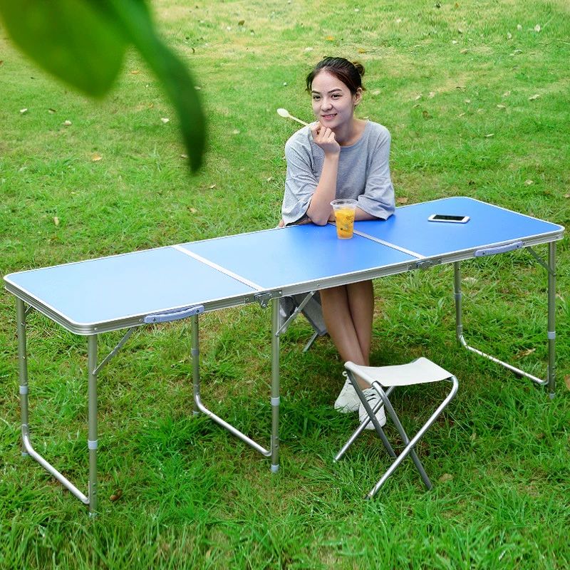 이동식 테이블 접이식 블루 확장형 원룸 사이드 거실 탁자 간이 사각 바퀴 원탁 - 상품 이미지