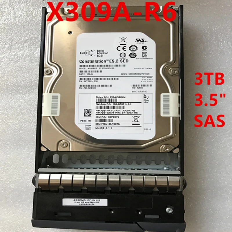 X309A-R6 SP-X309A-R6 내장 HDD NetApp 3TB 3.5 인치 SAS 64MB 7.2K 거신