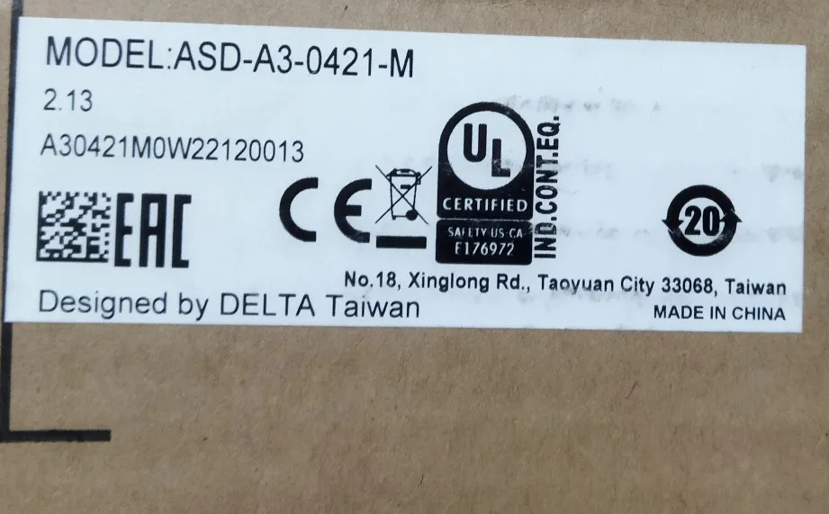 ASD-A3-0421-M 오리지널 델타 서보 컨트롤러 신