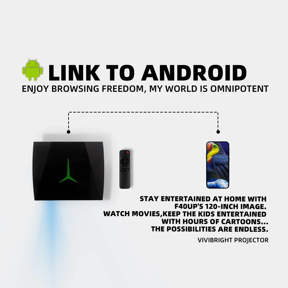 VIVIBRIGHT 프로젝터 F40UP 스마트 안 드 로이드 wifi led 레이저 1080p 휴대 전화 proyector 무선 프로젝션
