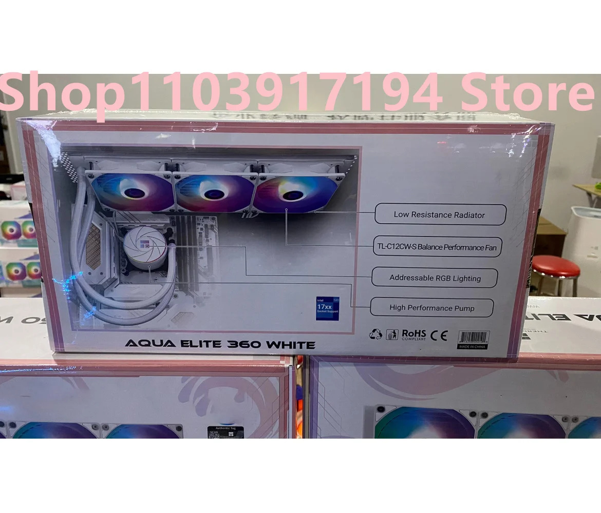 써멀라이트 아쿠아 엘리트 360 화이트 ARGB 데스크탑 CPU 수냉식 라디에이터 AE360 원피스