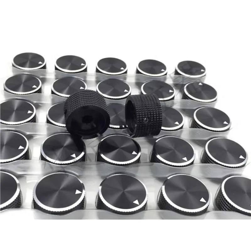 10Pcs 25MMX15.5MM 알루미늄 합금 손잡이 캡 전위차계 하이 엔드 구멍 6MM 검정색 밝은 자리
