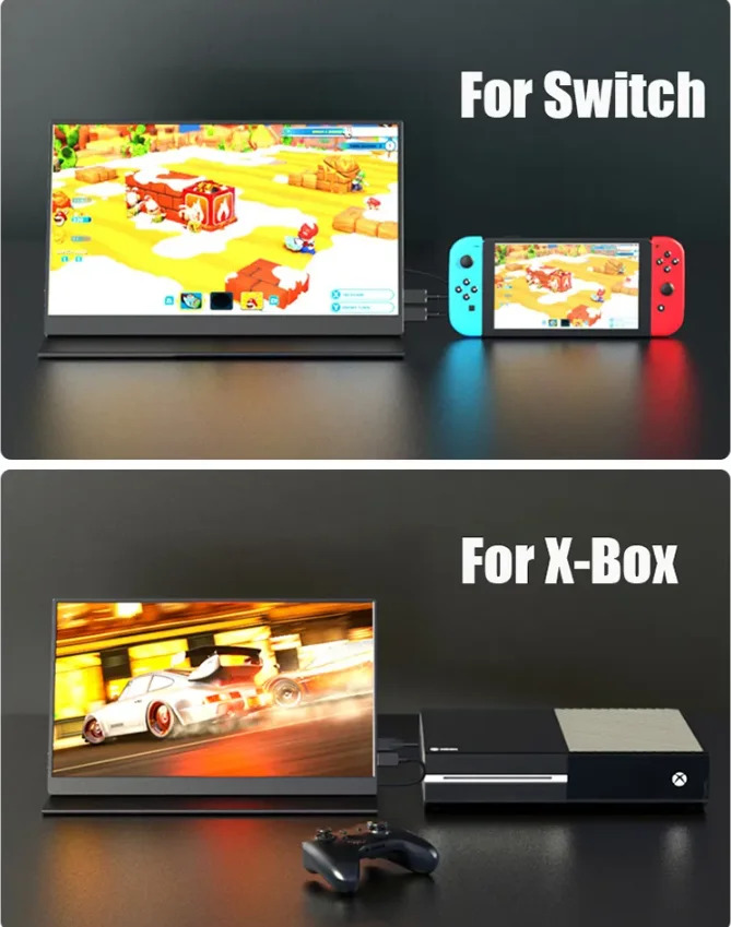휴대모니터 HDMI C 타입 확장 화면 디스플레이 X-박스 스위치 휴대폰 노트북 PS5 4 4K 3200x1800 13.3 인치