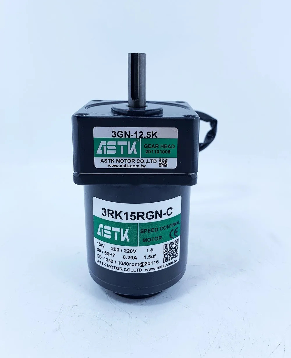 ASTK 속도 제어 모터 기어 헤드 3RK15RGN-C 15W 200 220V 50 60HZ 0.29A 90-1350 1650RPM 3GN-12.5K CO.LTD
