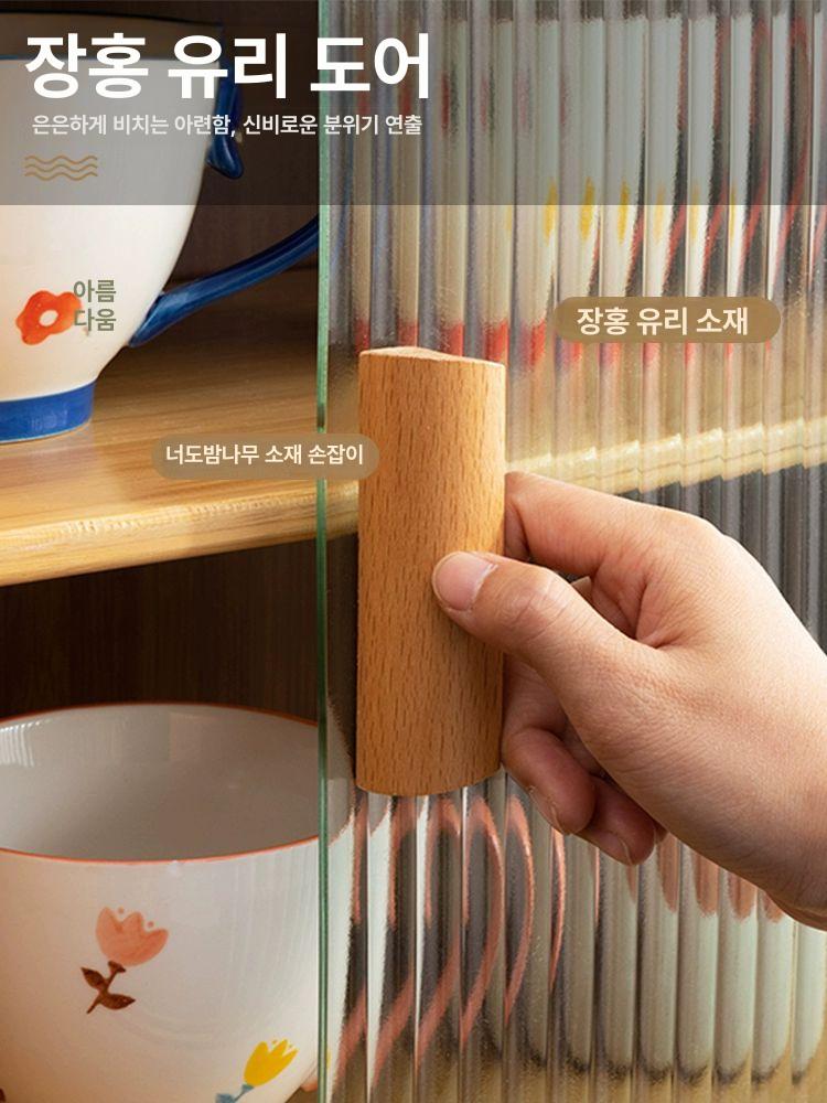 레트로 옛날찬장 수납 슬라이딩 장식장 빈티지 미닫이찬장 양문 상부장 앤틱 부엌 - 상세 이미지 4