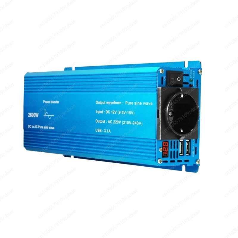순수 사인파 DC 12V 220V 속도 피크 전력 자동차 플매트 카펫 러그 인버터 어댑터 3.1A USB 충전 1300W/2600W