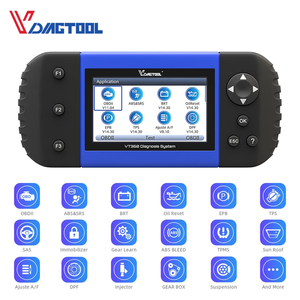 VDIAOOL VT600 OBD2 자동차 스캐너 도구 엔진 ABS 키 프로그래밍 OBDII 진단
