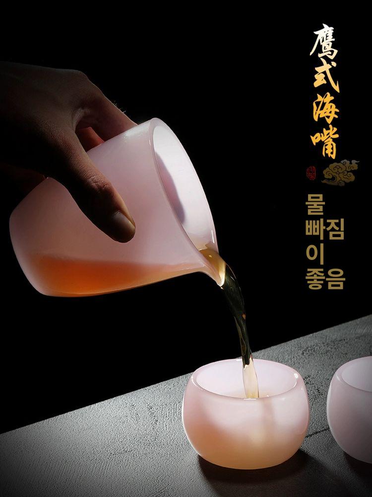 옥 개완 차 유약 그릇 옥자기 컵 잔 다완 다기 대용량 전통 다도 찻잔 차도구 수공예 - 상세 이미지 4