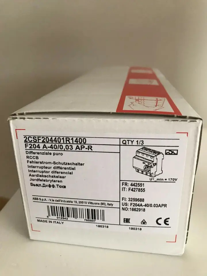 ABB 전자기 잔류 전류 보호대 F204 A-40/0.03 AP-R