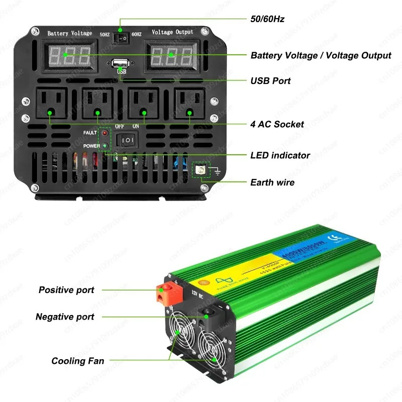 순수 사인파 인버터 전압 변압기 전력 변환기 태양광 12V 24V AC 110V 8000W