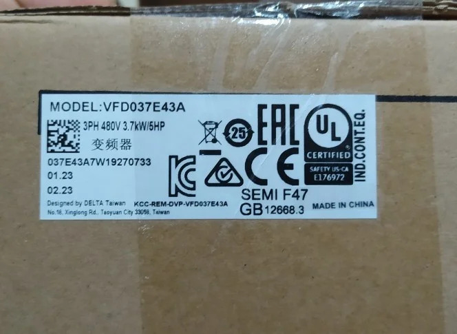 델타 인버터 E 시리즈 VFD037EL43A VFD037E43A 신
