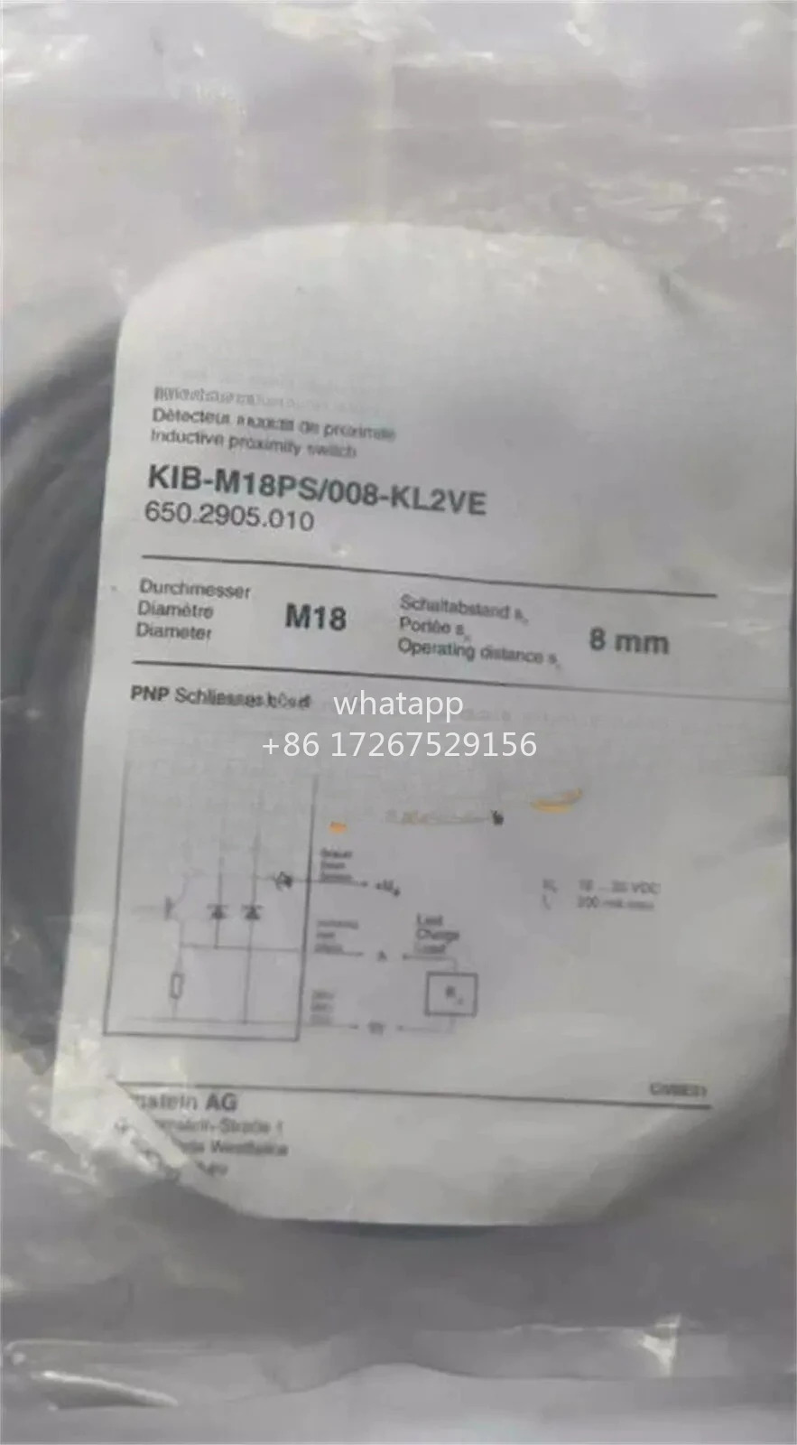 스위치 센서 650.2905.010 KIB-M18PS/008-KL2VE
