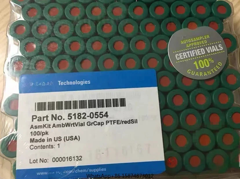 Agilent 5182-0554 다크 브라운 샘플 병 스레드 캡 빨간색 실리콘 패드 100/pk