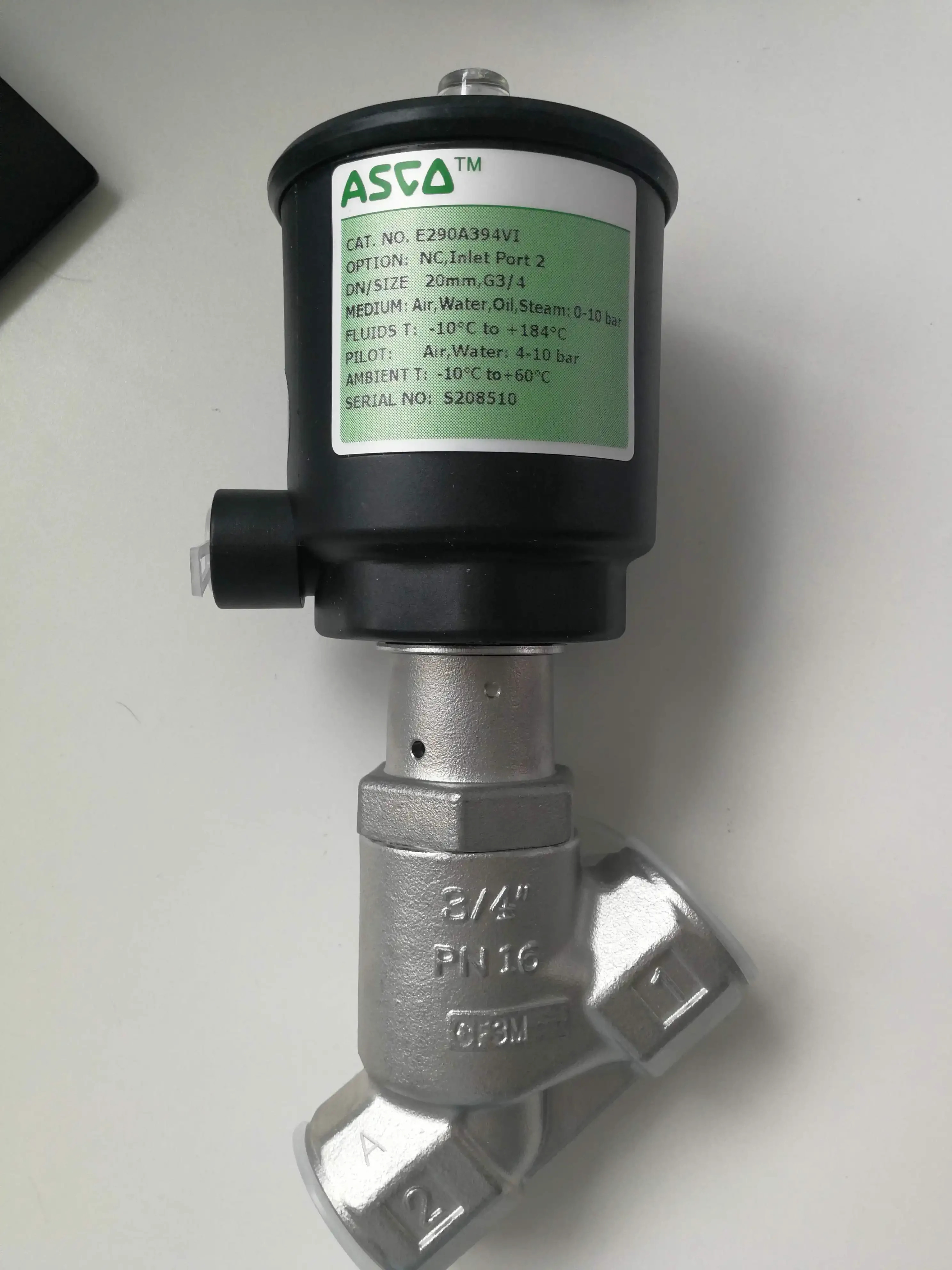 ASCO 앵글 시트 밸브 E290A394VI G3/4 DN20 E290A393VI 15mm G1/4 E290A401VI 25mm G1 E290A394 E290A791 E290A7