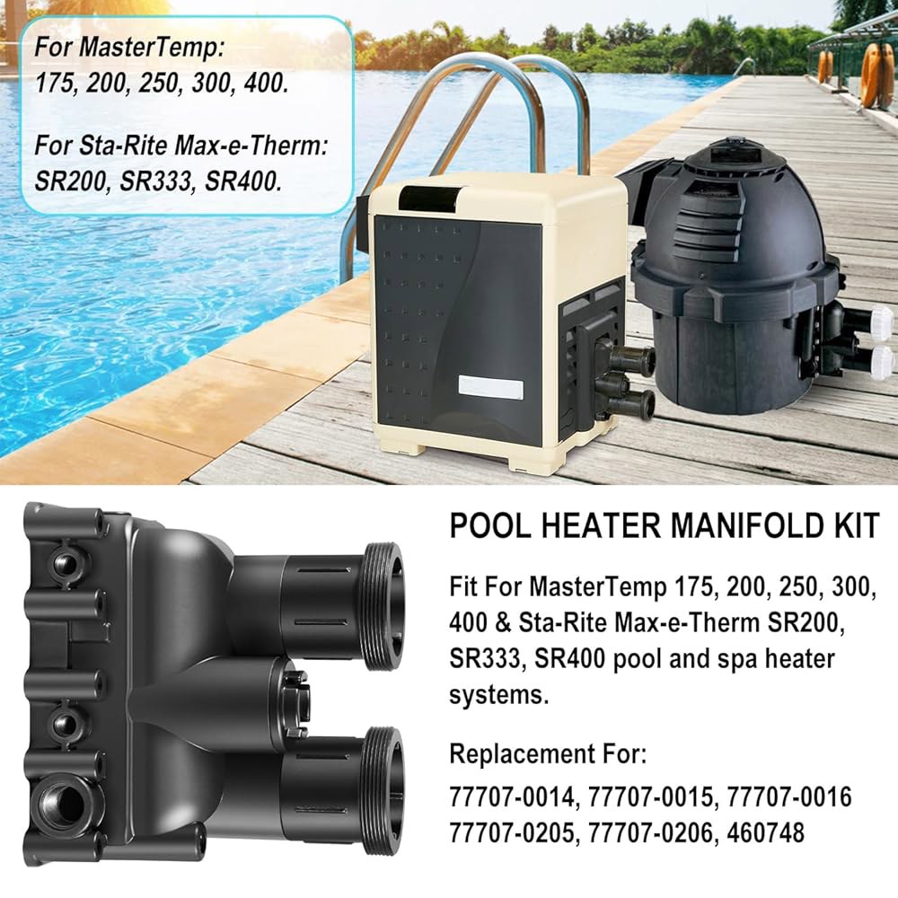 마스터템프 175, 200, 250, 300, 400 및 Sta-Rite Max-e-Therm SR200, SR333, SR400용 풀 히터 매니폴드 교체 부품 키트 장착, 777 - 상세 이미지 3