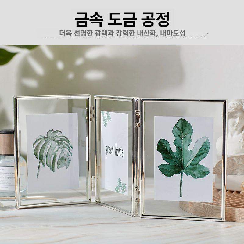 접이식 액자 포카홀더 탁상용 삼부작 세로형 메탈 스탠드 실버 - 상세 이미지 2