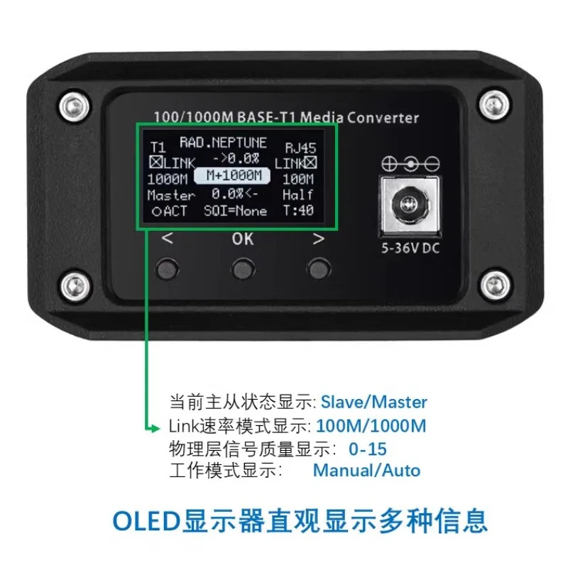 1000Base-T1 기가비트 차량이더넷 변환기를 RJ45 RAD로 변환 미디어 컨버터