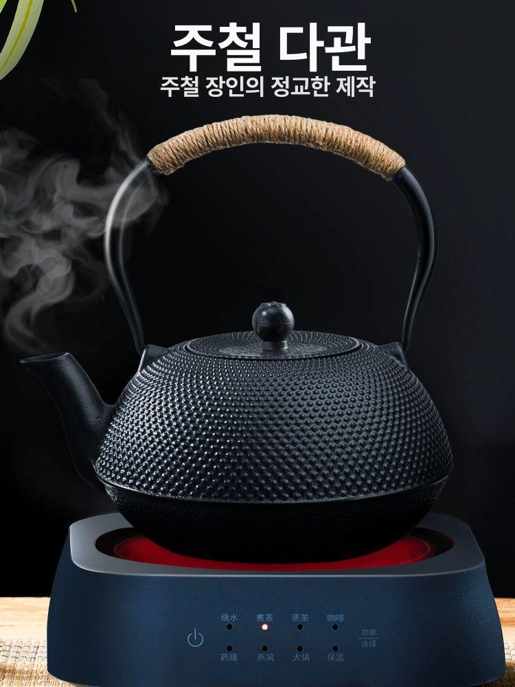무쇠주전자 주물 다관 철제 찻주전자 차 전통 복고풍 화로용 주철 티팟 - 상세 이미지 3