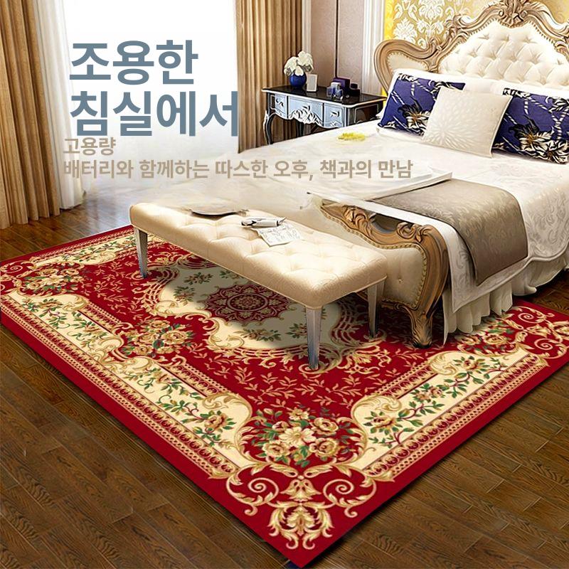 엔틱 카펫 직경 카페트 원형 유럽 매트 감성 고급 거실용 인테리어 빈티지꽃무늬러그 - 상세 이미지 3