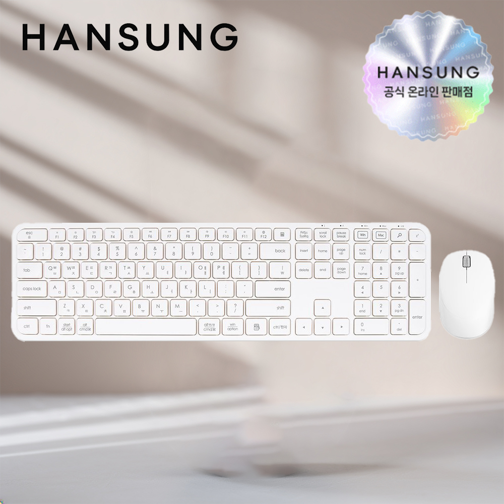한성 LKM500 Win/Mac 전환 무선 키보드마우스 세트 화이트, 멤브레인 - 상품 이미지