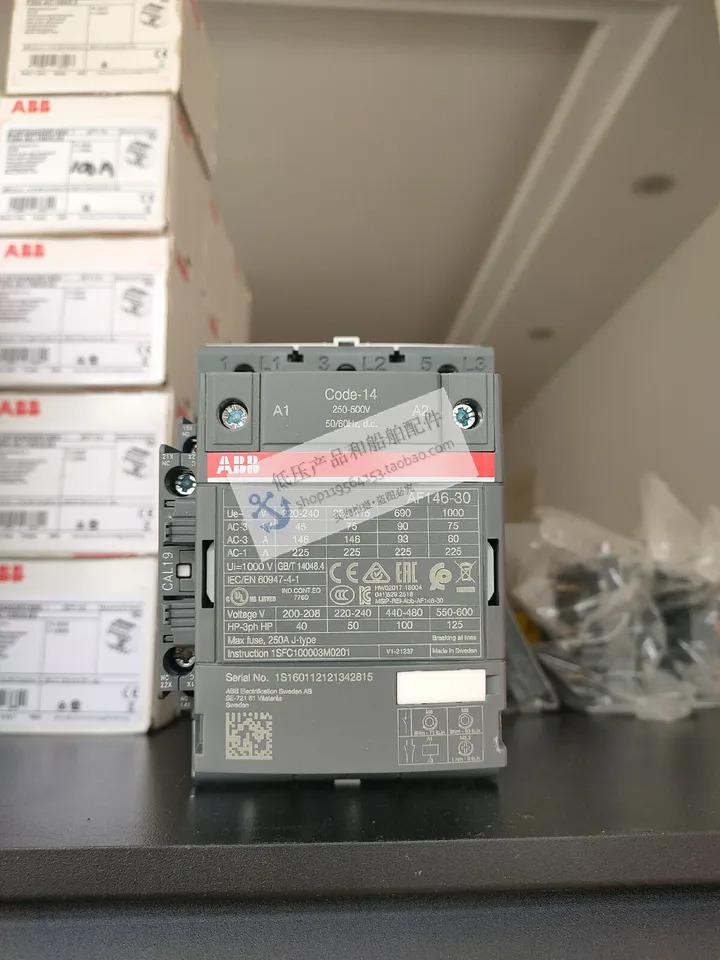 오리지널 ABB 접촉기 AF146-30-10-14 코일 전압 250-500VAC/DC 60Hz 신