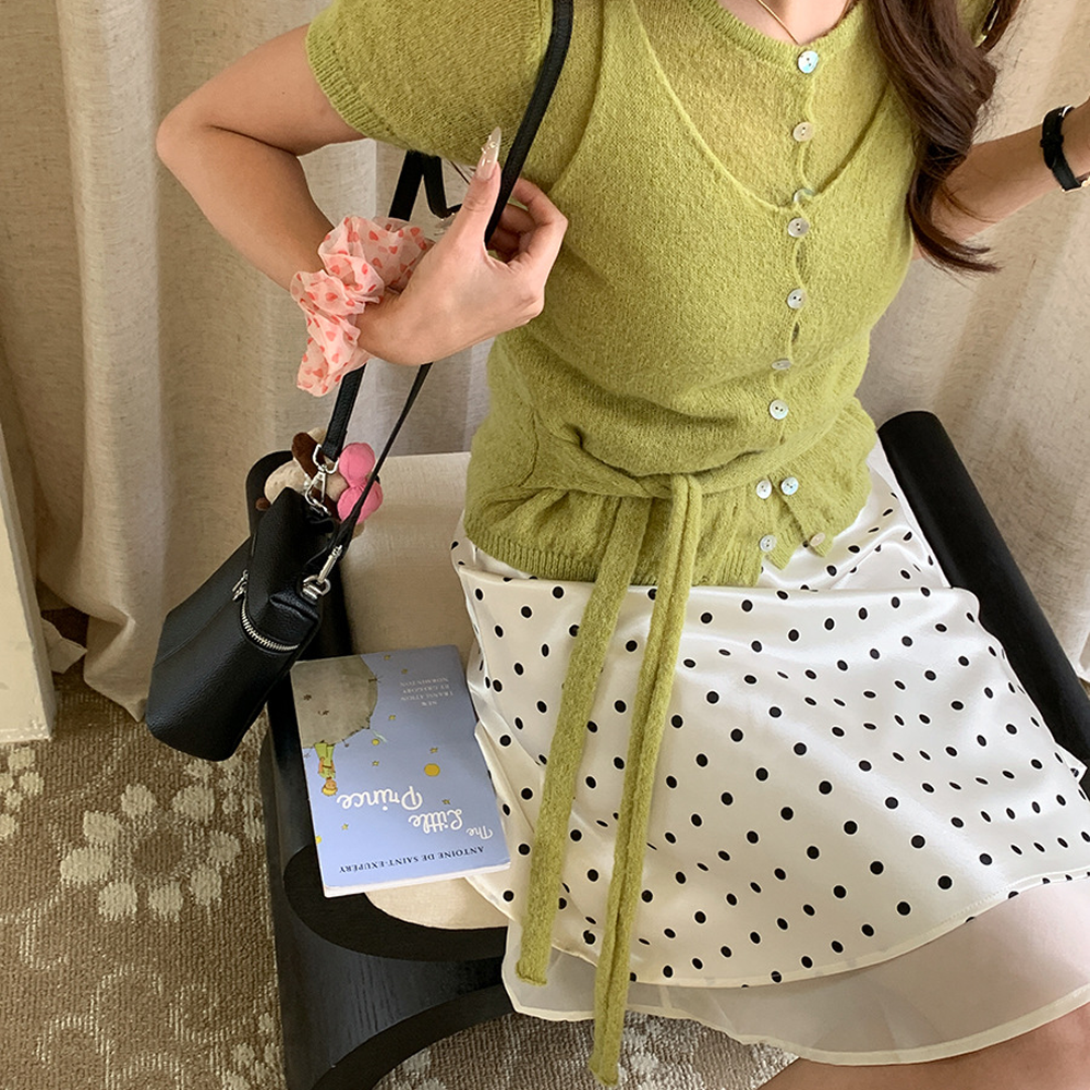 여성 도트 미디스커트 플레어 A라인 여름 데이트룩 하객룩 이미지 6