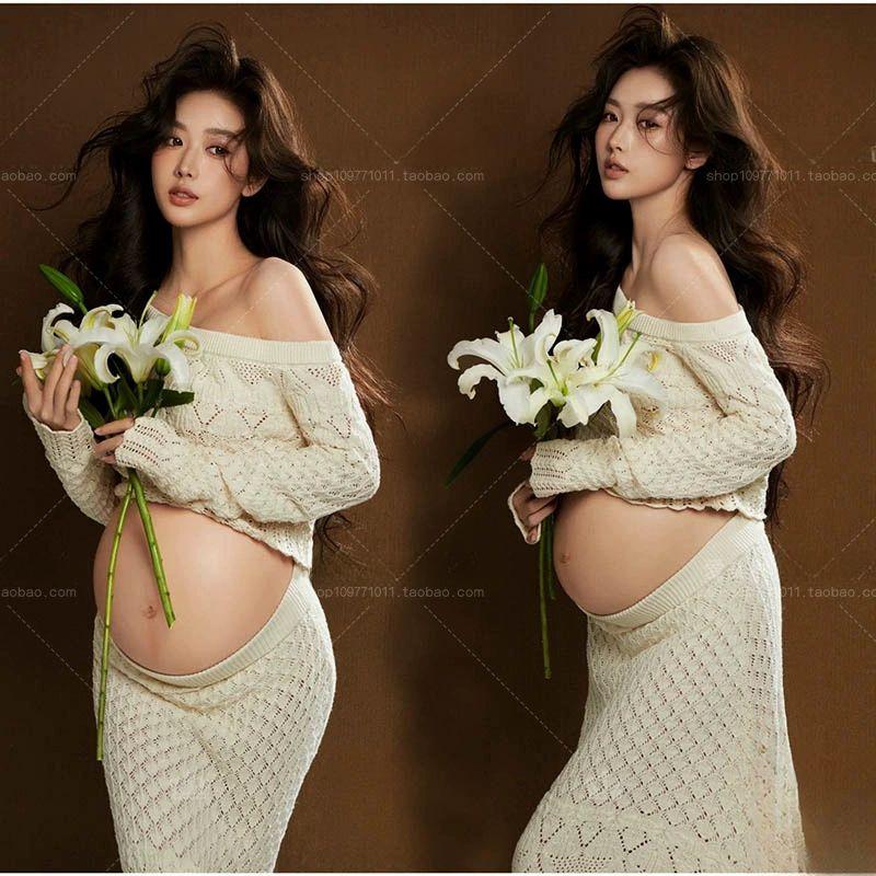 슬림 원피스 임부복 촬영 니트 출산 여름 샤워 반팔 레이스 쉬폰 수유 골지 겨울 - 상품 이미지