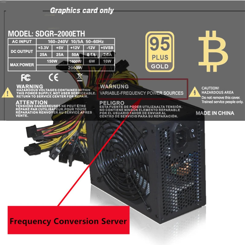 Thunderobot 1060 480 9380 9370 지지대 8 카드 전원공급장치 PSU 정격 1800W 피크 2000W SDGR-2000ETH 신