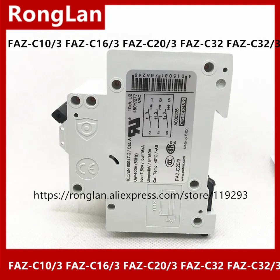 오리지널 FAZ-C10 FAZ-C16 회로 breaker-2PCS 3 FAZ-C20 FAZ-C32 10A 16A 20A 32A 15kA 3P 신