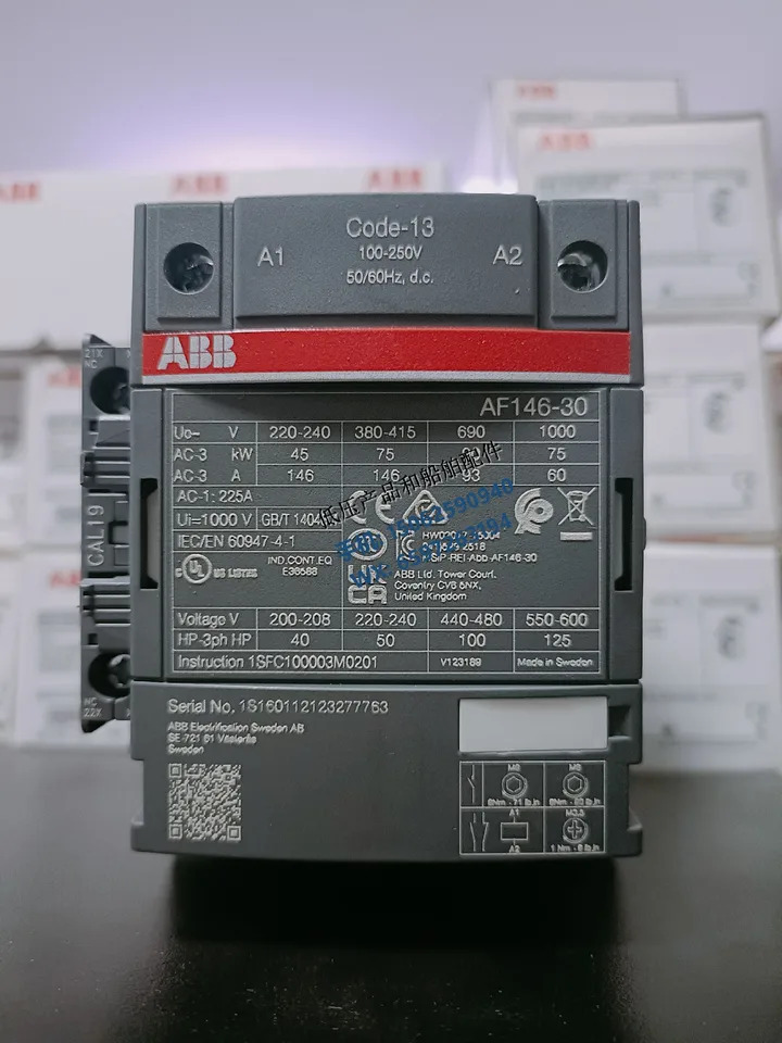 오리지널 ABB AC DC 접촉기 AF146-30-11-13 전압 100-250VAC/DC 신