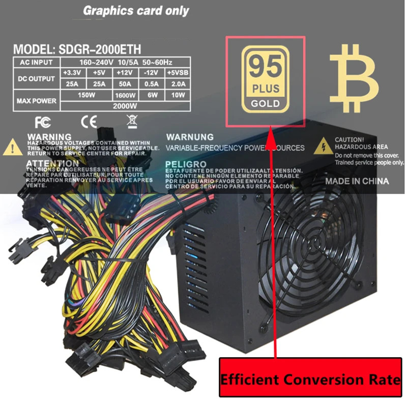 Thunderobot 1060 480 9380 9370 지지대 8 카드 전원공급장치 PSU 정격 1800W 피크 2000W SDGR-2000ETH 신