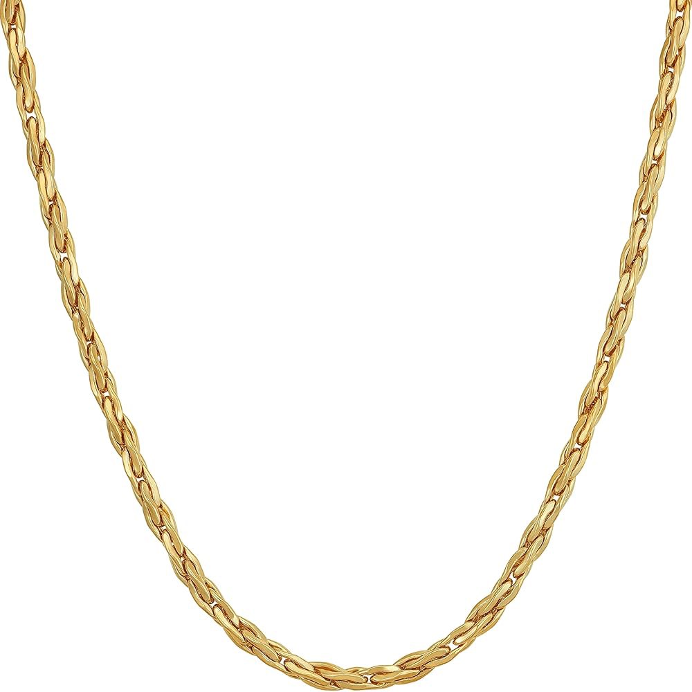 평생 보석 트위스터 직조 체인 목걸이 여성 및 남성용 24k 리얼 골드 도금 (2mm 3mm) 16 inches 2mm - 상품 이미지