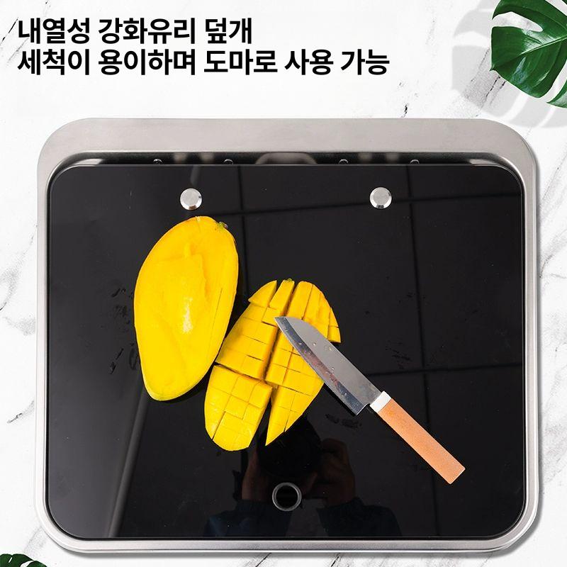 주방 소형싱크볼 뚜껑 덮개있는 스테인레스 간이 원형 나노 고급 배수구 글램핑장 - 상세 이미지 3