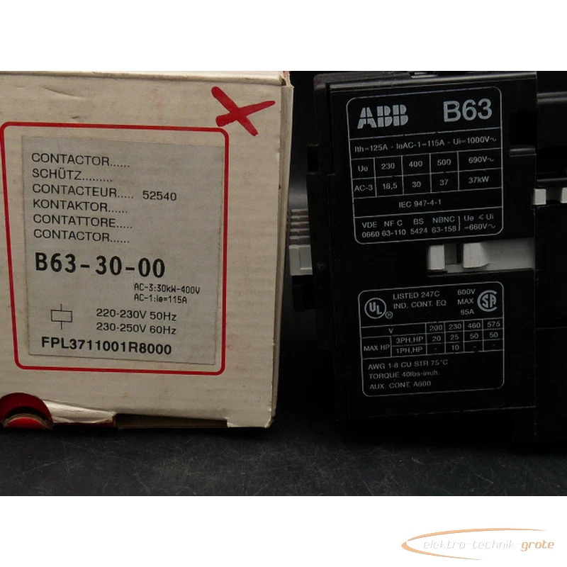 ABB 접촉기 B63-30-00 22 코일 전압 24V 220V 440V 신