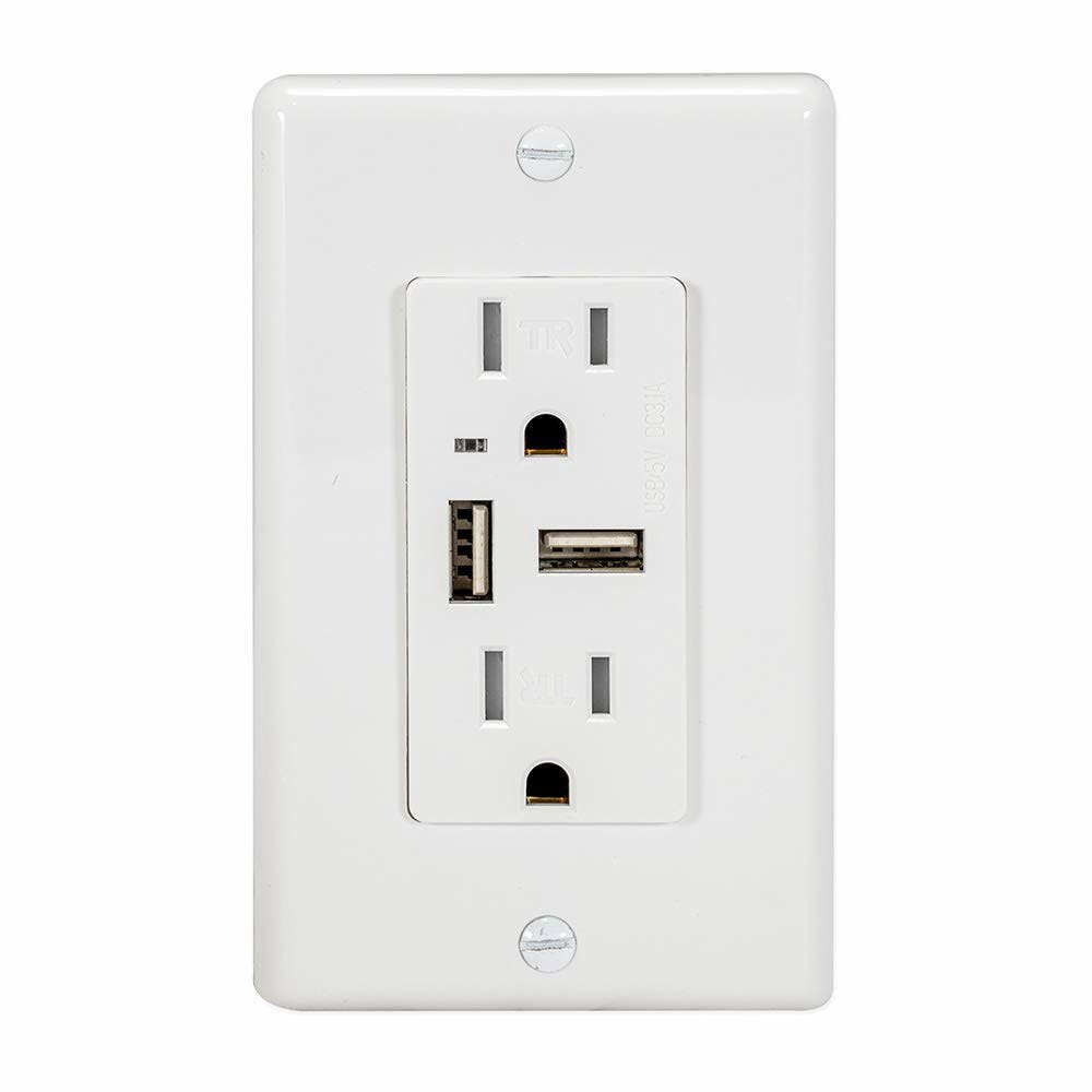 듀얼 USB 충전기 및 변조 방지 듀플렉스 리셉터클, 15암페어, 62186 상세 이미지 2