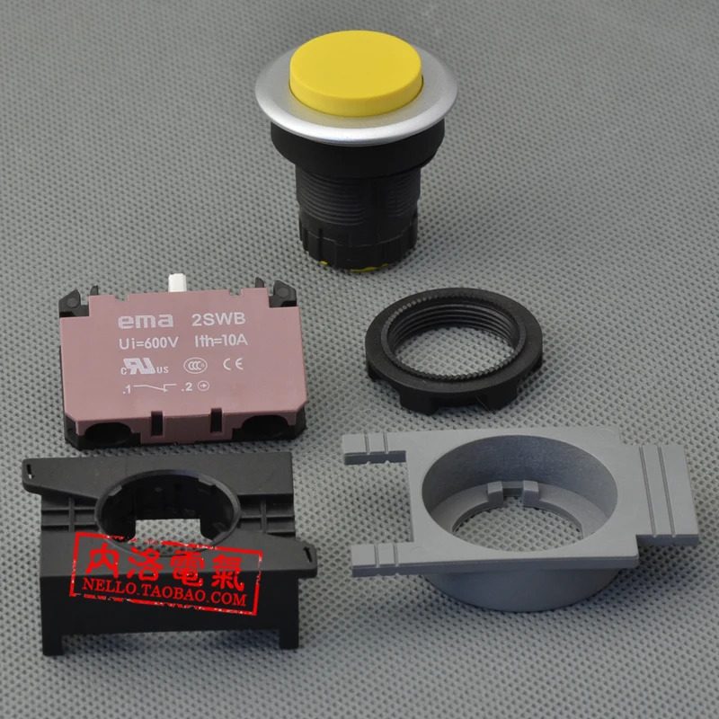 SAEMA 30mm 조명 푸시 버튼 스위치 자체 재설정 E3P2 x 레드 옐로우 블루 블랙 1NO/1NC 없음-10