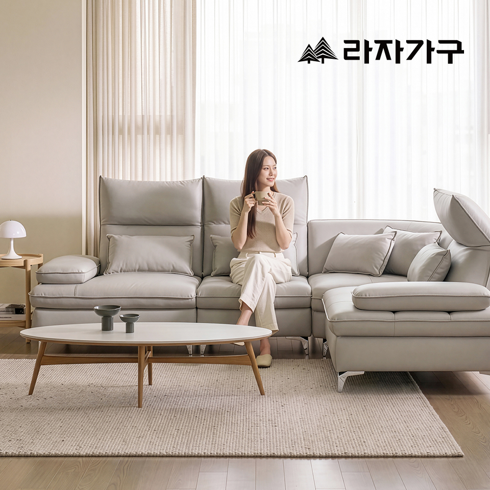 라자가구 알로 5인용 코너형 등쿠션 스윙 쇼파 비건레더 가죽 넓은 거실 방수 인테리어 소파 - 상세 이미지 3
