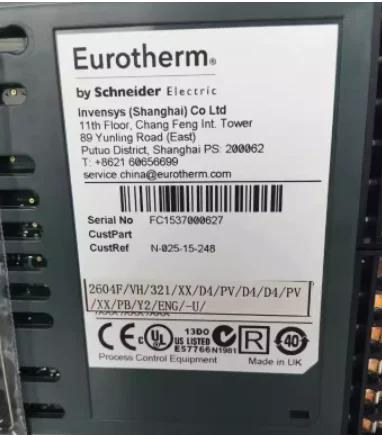 Euroerm 온도 조절기 영국 모터 2604F/VH/321/XX/D4/PV/D4/PV/XX/PB/Y2/ENG/-U