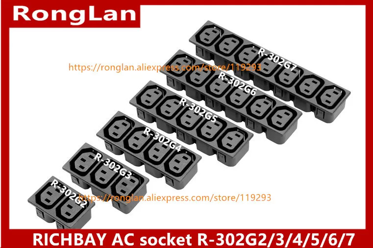 RICHBAY AC 콘센트 전원 구멍 4 조합 암 커넥터 소켓 R-302G2 R-302G3 R-302G4 R-302G5 R-302G6 R-302G7-20PCS
