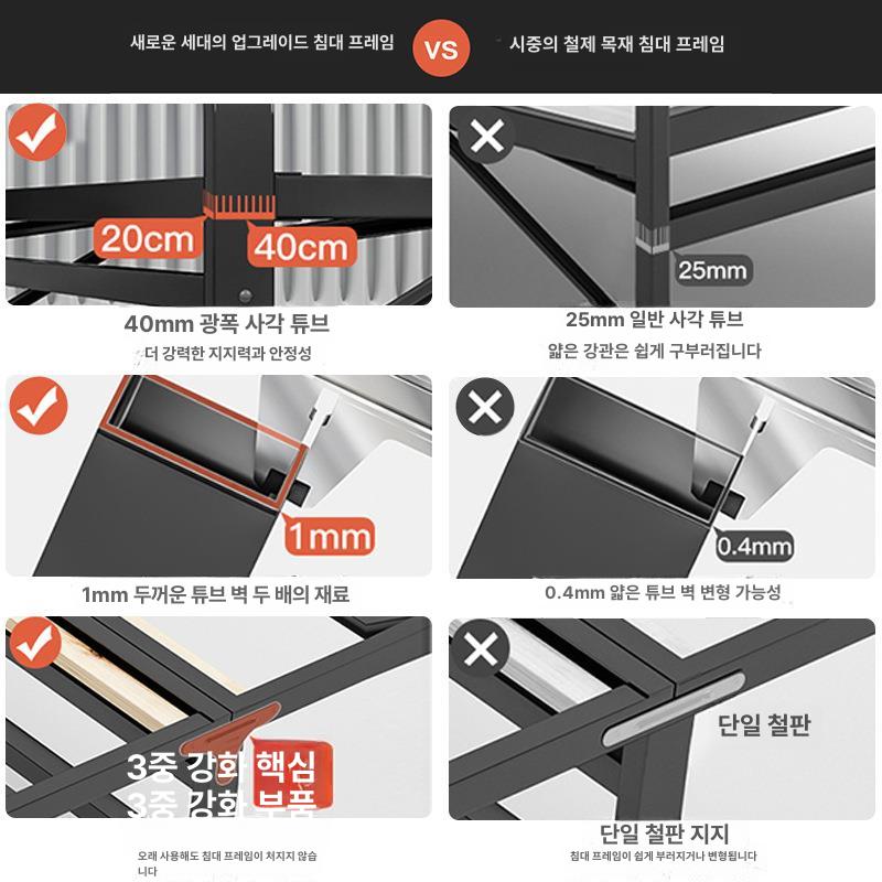 철제 깔판 간이침대 접이식침대프레임 침대틀 조립 평상형 슈퍼싱글 게스트용 받침 - 상세 이미지 4