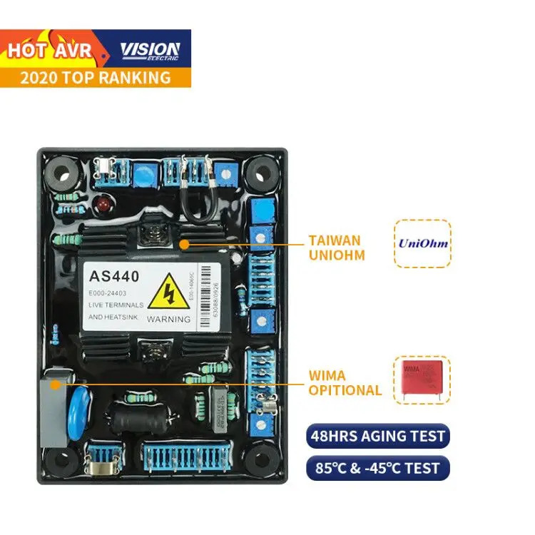 CE 인증 브러시리스 발전기 예비 부품 AS440 자동 전압 조정기 R AS 440 디젤 엔진 220v