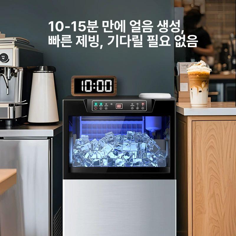 자동 업소용제빙기 카페 수냉식 사각얼음 반달얼음 식당 자가설치 상업용 아이스 직수 - 상세 이미지 2